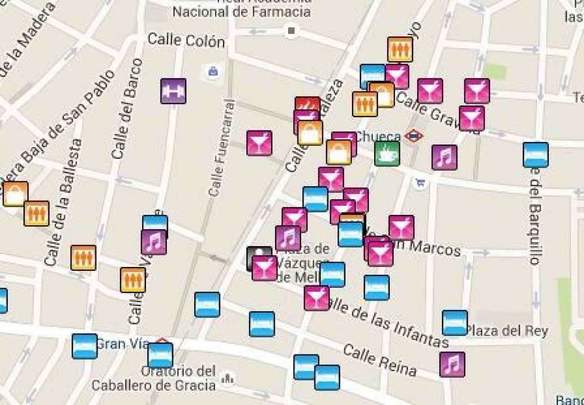 gay Madrid daerah peta