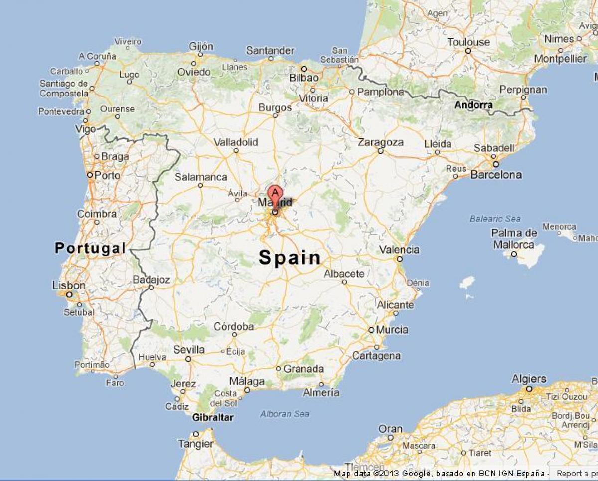 peta dari Spanyol menunjukkan Madrid