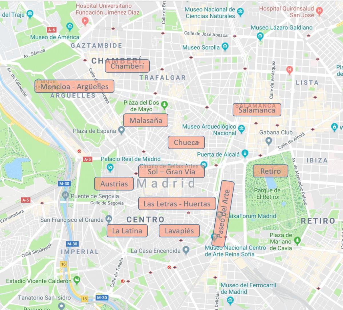 peta dari Madrid Spanyol lingkungan