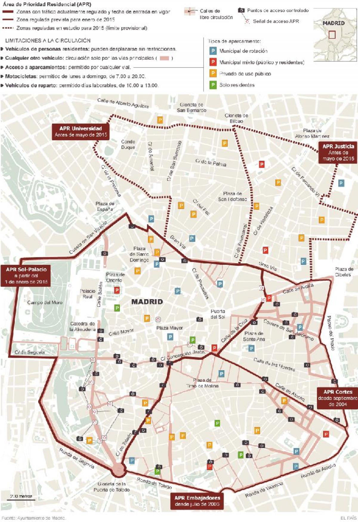 peta dari Madrid parkir