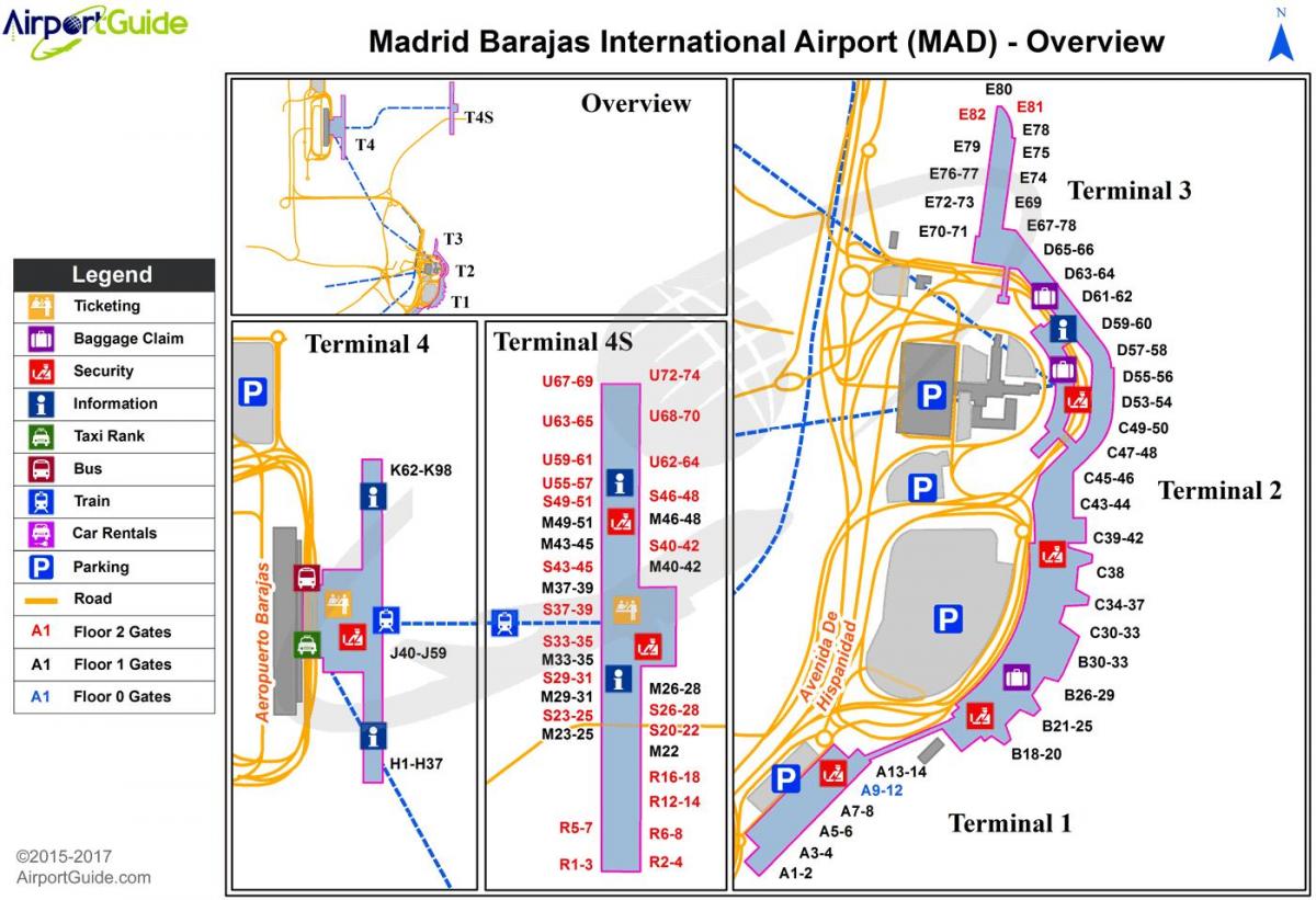 peta dari Madrid Spanyol bandara
