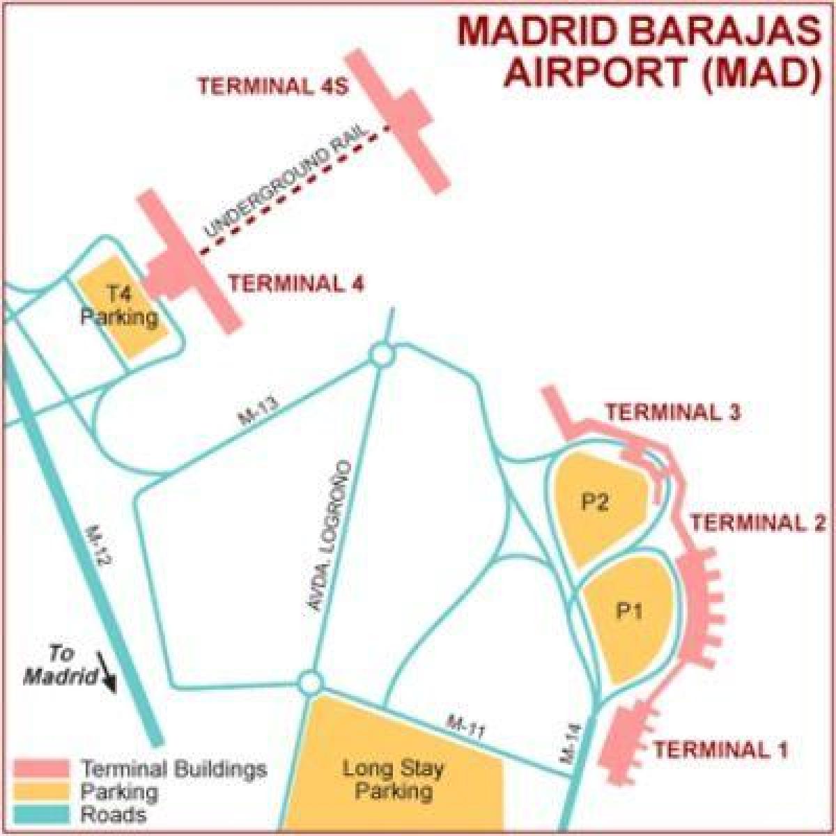 Madrid bandara terminal peta