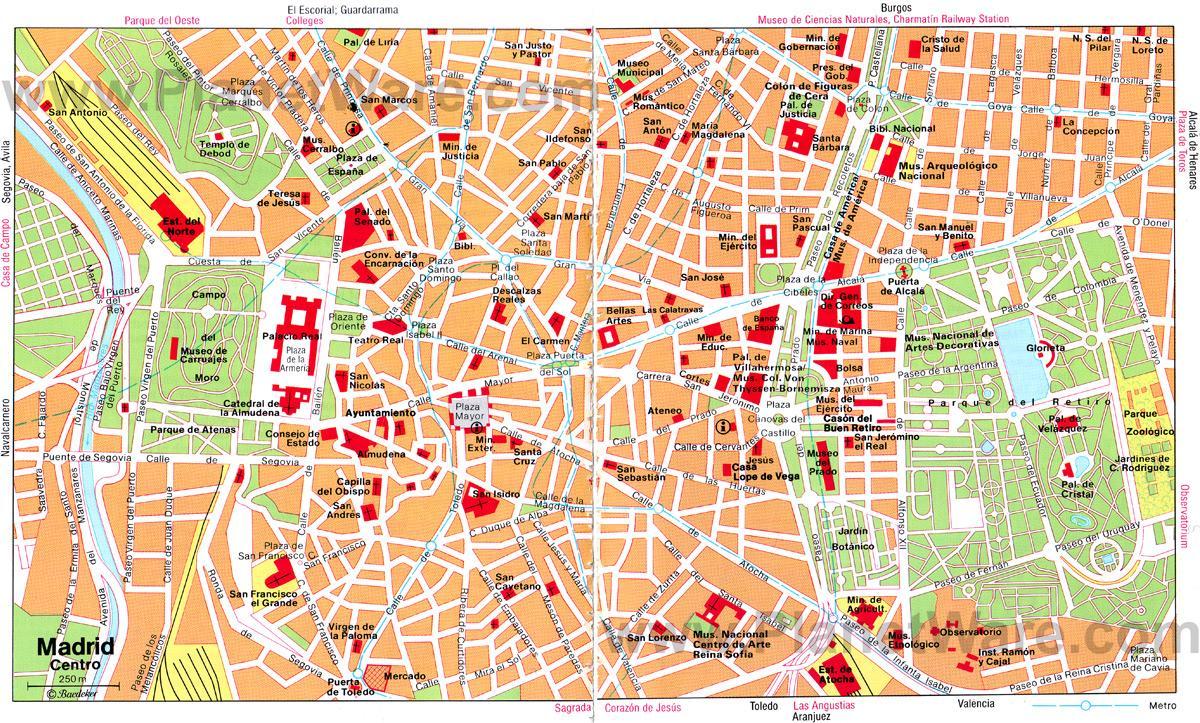 Madrid Spanyol pusat kota peta