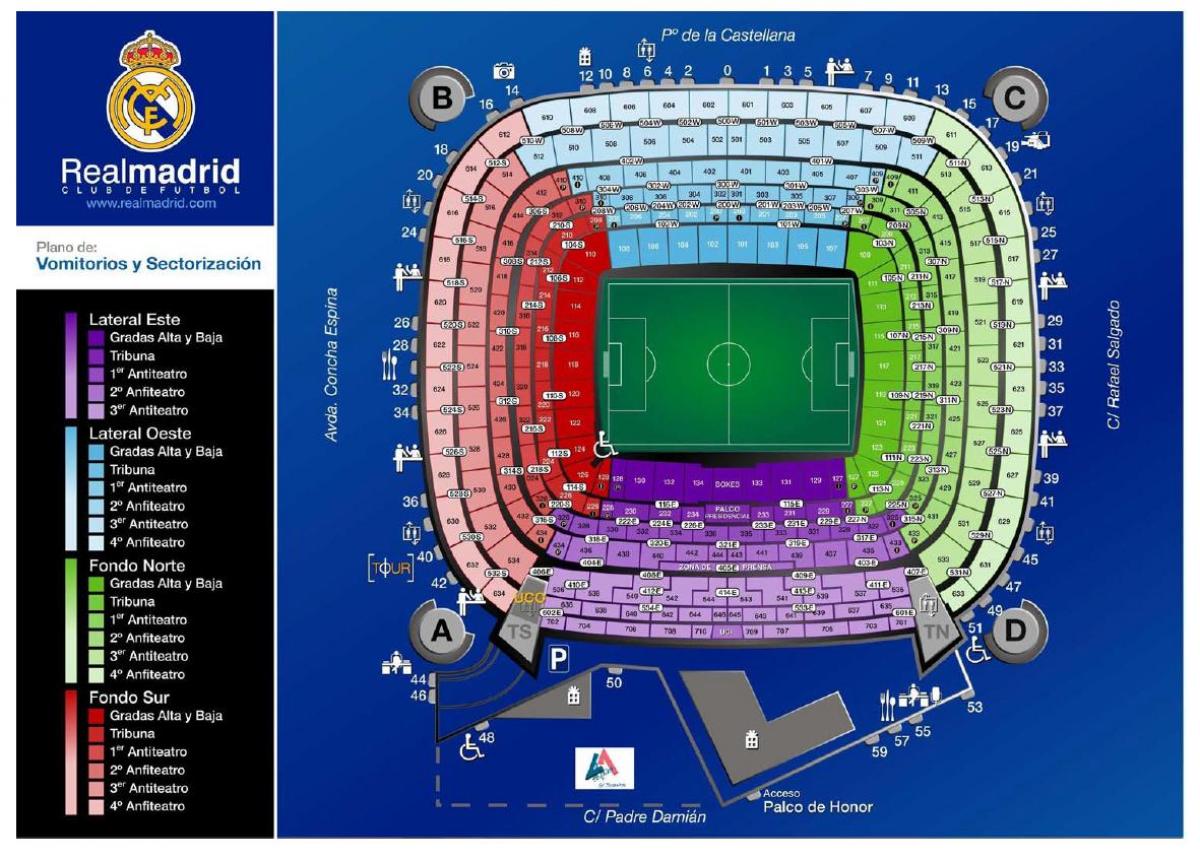 peta dari stadion real Madrid