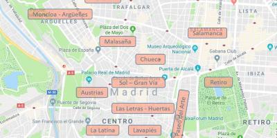 Peta dari Madrid Spanyol lingkungan